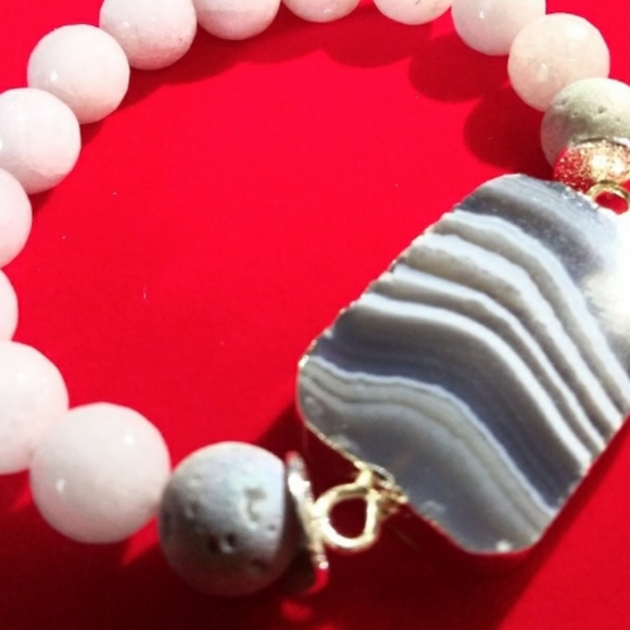 DRUZY-Banded Agate Stone Bracelet - Picture 4 of 4